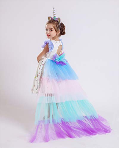 Asymetric purple rainbow unicorn princess dress 