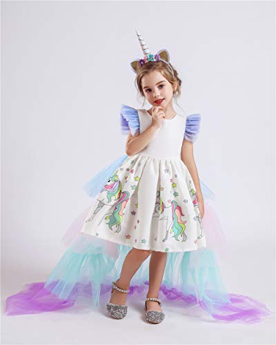 Asymetric rainbow unicorn princess dress 