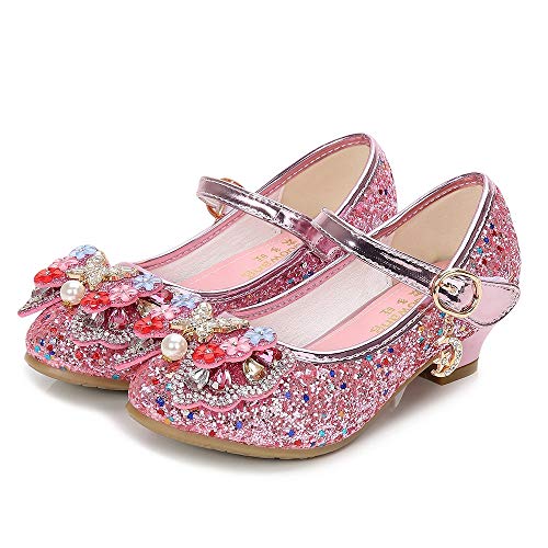 Pink glitter princess ballerinas with small heel