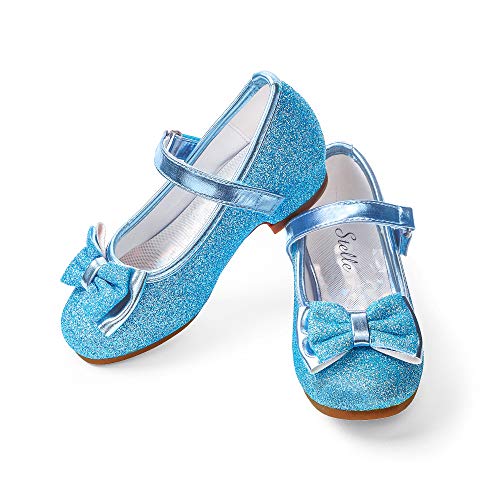 Princess shoes with sequins and heels for girls, blue, Elsa, the snow queen