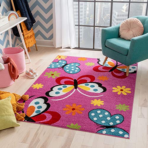 Butterflies design aera rug for a girly bedroom