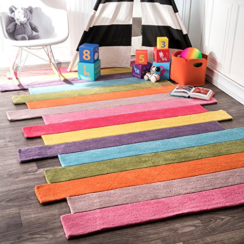Colorful carpet with a rainbow stripes