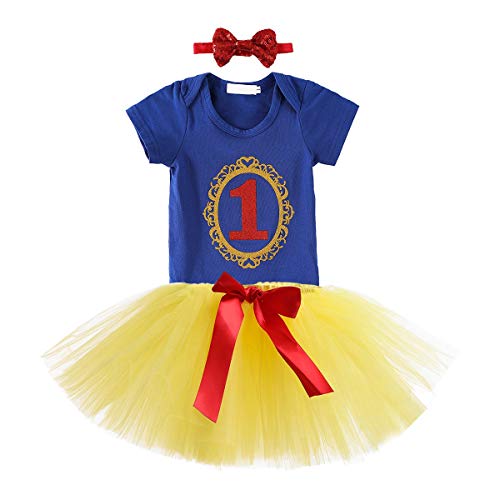 Snow White First Birthday dress with tutu 12 months for 1 year Birthday