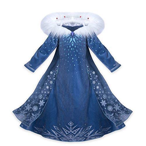 Soft Elsa dress with fur collar, Cosplay costume for girl