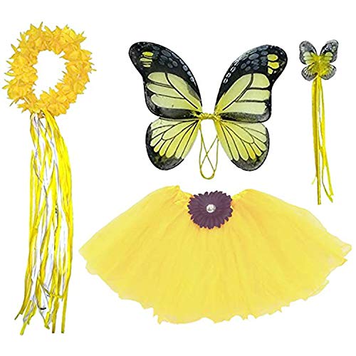 Fairy costume with yellow tutu and butterfly wings