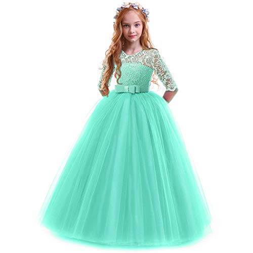Green puffy princess dress for girl