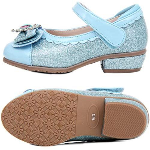 Adorable Elsa blue princess shoes for girls with little heel