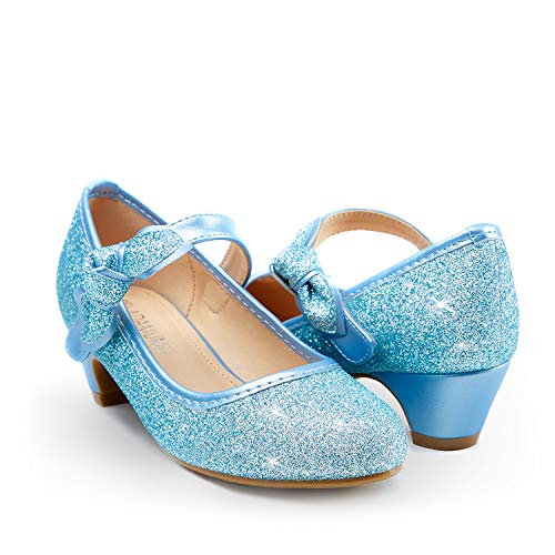 Girls Mary Jane glitter shoes with low heel perfect for princess parties
