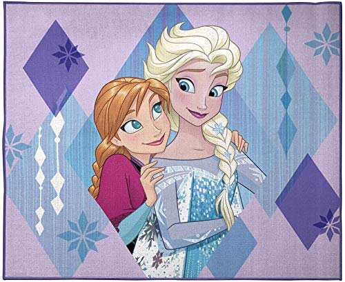 Large purple carpet for girl with Elsa and Anna 