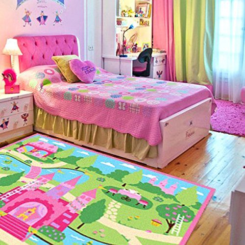 Pink castle extra large rug for girl bedroom