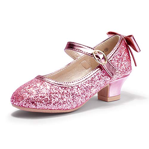 Pink glitter princess ballerinas with small heel 