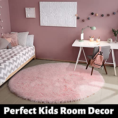 Pink round carpet for girl's bedroom