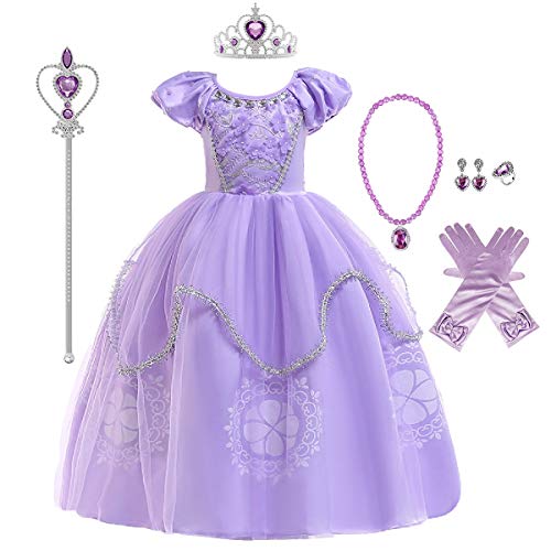 Purple Rapunzel dress with short sleeves