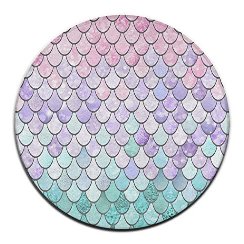 Purple round mermaid patterned rug for a girly bedroom