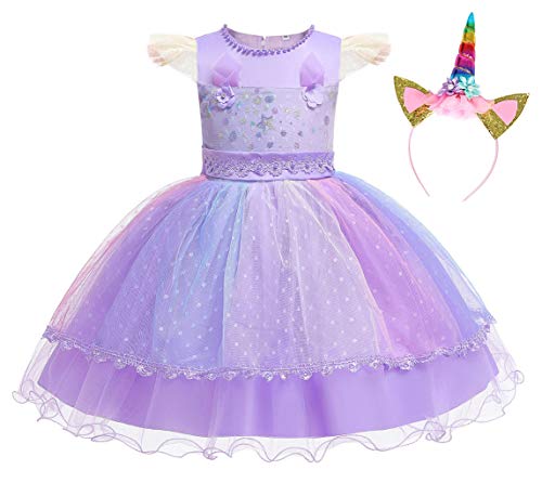 Purple unicorn tutu dress for little girly