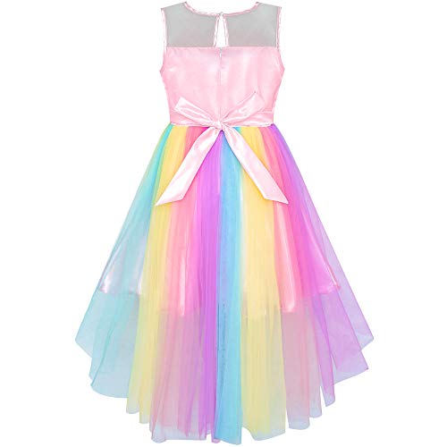 Flashy multicoloured unicorn dress with bow