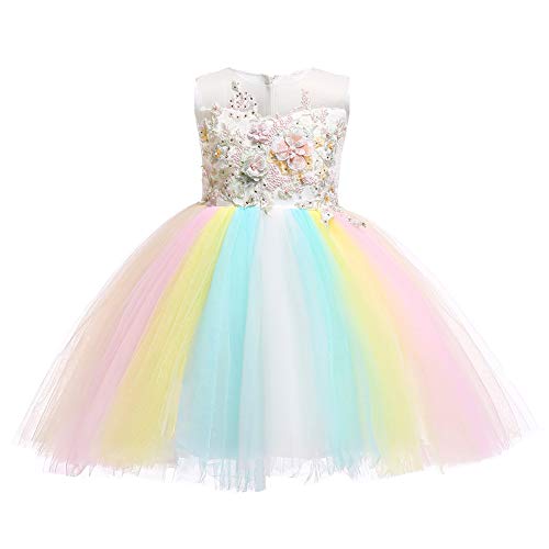 Light rainbow unicorn princess dress for girl