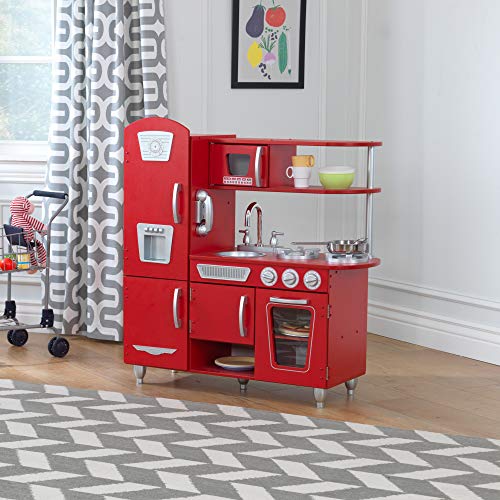 Red vintage wood play kitchen