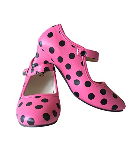 Flamenco shoes for little girl in pink and black dots color La Señorita