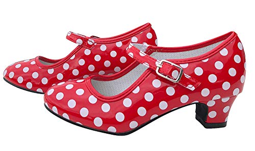 Flamenco shoes for little girl in red and white color La Señorita