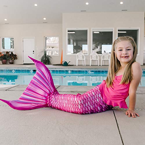 Rainbow mermaid tail swimming suit for girl with monopalm
