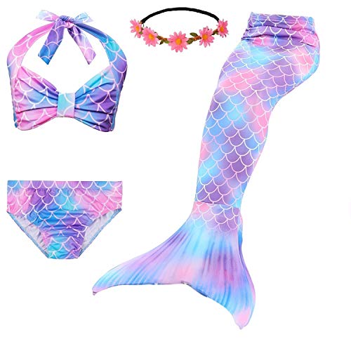 Girl's rainbow mermaid swimsuit and tail set