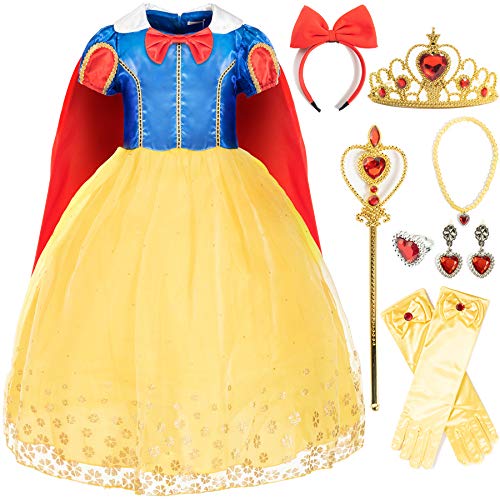 The Snow White dress with cape and yellow petticoat in puffed veil