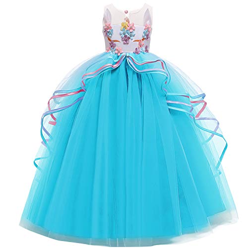 Unicorn princess dress in turquoise blue 