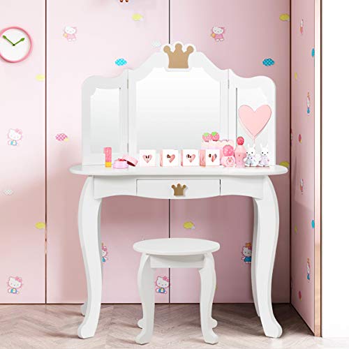 White wooden Princess dressing table for girls
