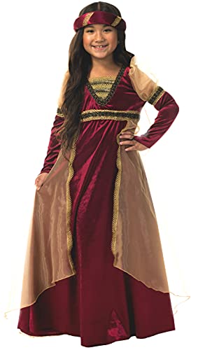 Wine and gold medieval princess dress for girl for medieval festival